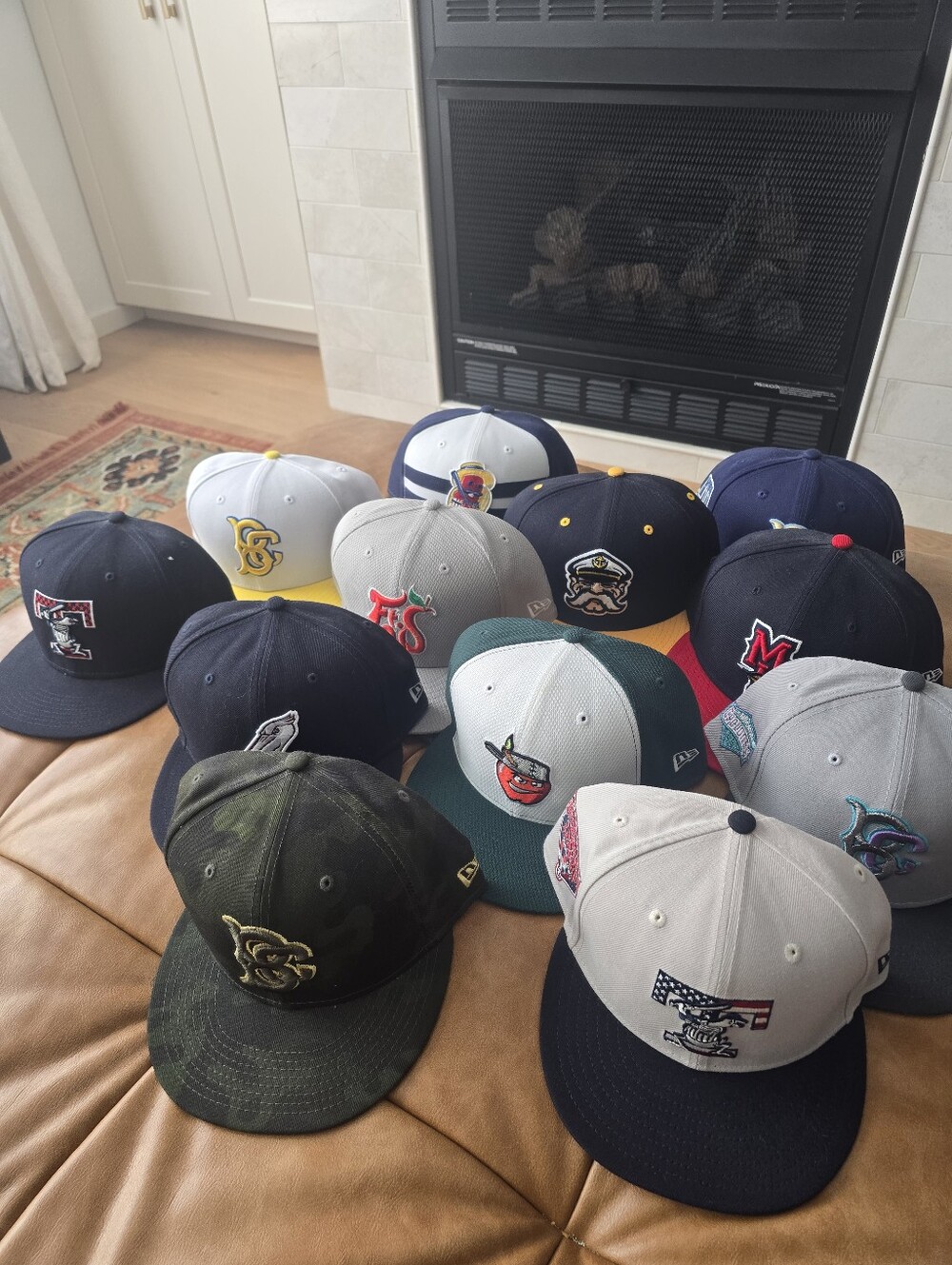 Lot Of 12 New Era 5950 MiLB Mix Of Teams Minor League Baseball Hats Size 7 7/8